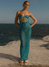 Sun Kissed Crochet Maxi Dress - Blue